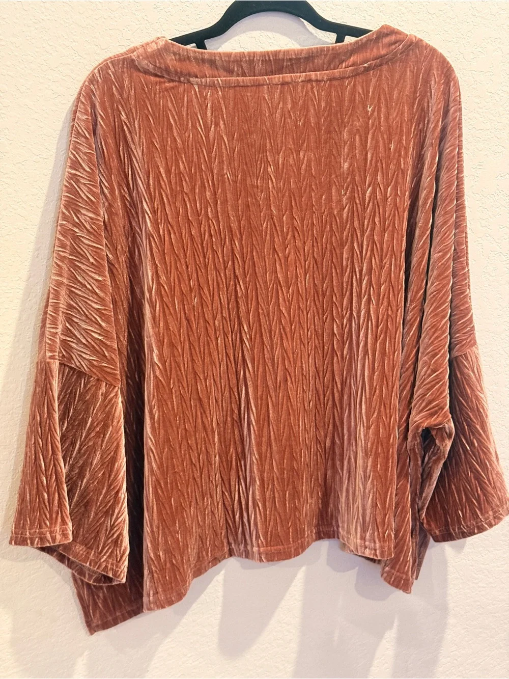 POL Textured Velvet Long Sleeve Top in Rust - Picture 3 of 8